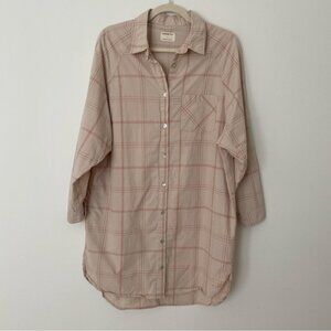 Jackson Rowe Beau Dress Check Print Shirt Dress Cotton Oversized